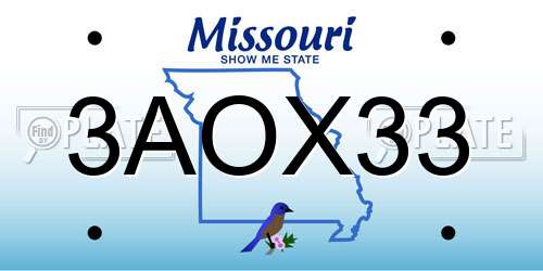 3AOX33 Missouri License Plate
