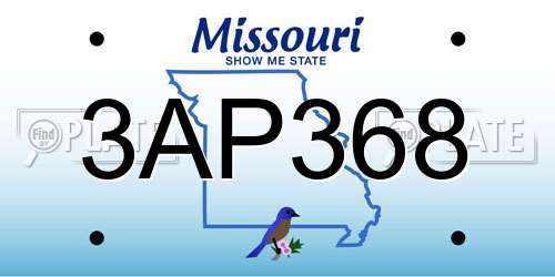 3AP368 Missouri License Plate