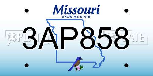 3AP858 Missouri License Plate