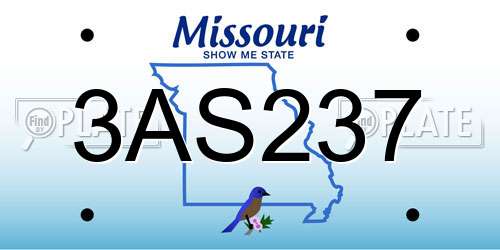 3AS237 Missouri License Plate