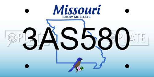 3AS580 Missouri License Plate