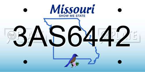 3AS6442 Missouri License Plate