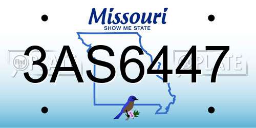 3AS6447 Missouri License Plate