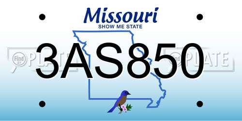 3AS850 Missouri License Plate