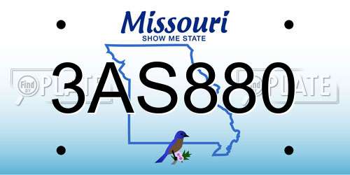 3AS880 Missouri License Plate