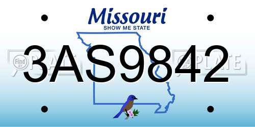 3AS9842 Missouri License Plate