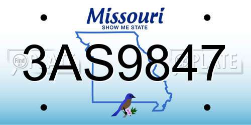 3AS9847 Missouri License Plate