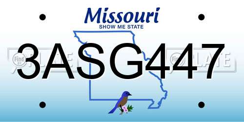 3ASG447 Missouri License Plate