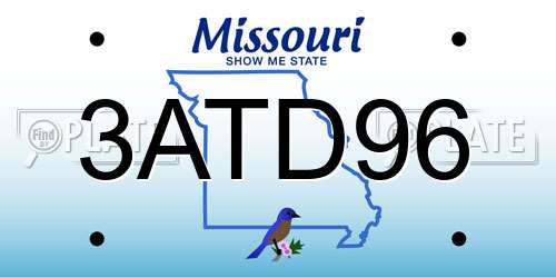 3ATD96 Missouri License Plate