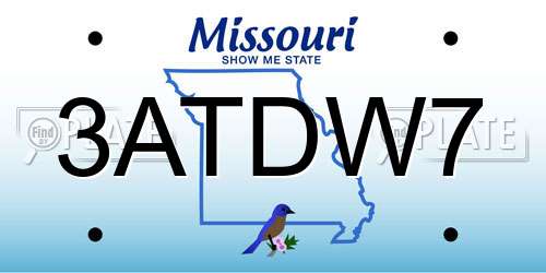 3ATDW7 Missouri License Plate