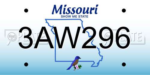 3AW296 Missouri License Plate