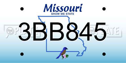3BB845 Missouri License Plate