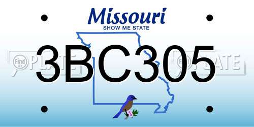 3BC305 Missouri License Plate