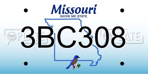 3BC308 Missouri License Plate