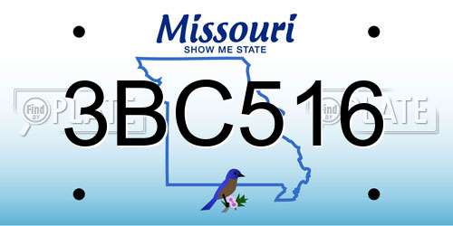 3BC516 Missouri License Plate