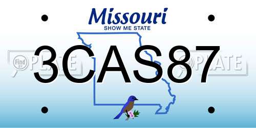 3CAS87 Missouri License Plate