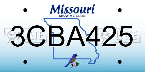 3CBA425 Missouri License Plate