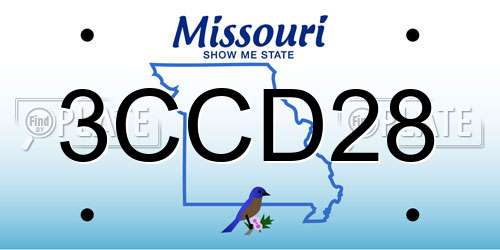 3CCD28 Missouri License Plate