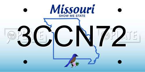 3CCN72 Missouri License Plate