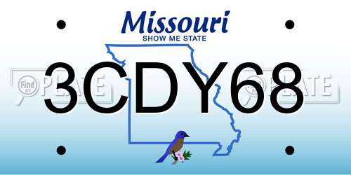 3CDY68 Missouri License Plate
