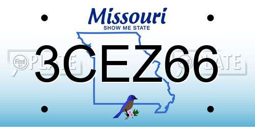 3CEZ66 Missouri License Plate