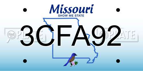 3CFA92 Missouri License Plate