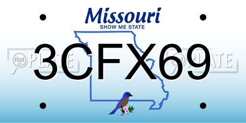 3CFX69 Missouri License Plate