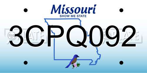 3CPQ092 Missouri License Plate