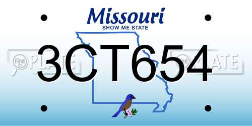 3CT654 Missouri License Plate