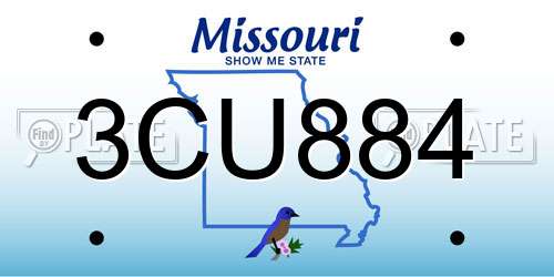 3CU884 Missouri License Plate