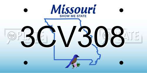 3CV308 Missouri License Plate