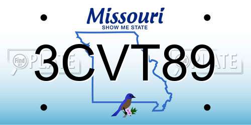 3CVT89 Missouri License Plate