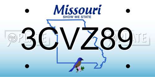 3CVZ89 Missouri License Plate