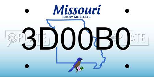 3D00B0 Missouri License Plate
