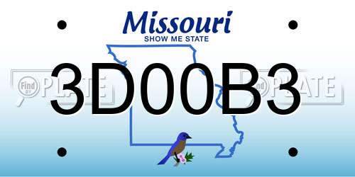 3D00B3 Missouri License Plate