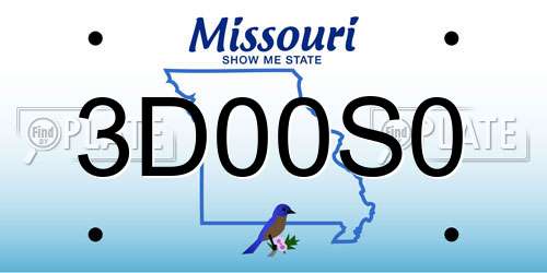 3D00S0 Missouri License Plate