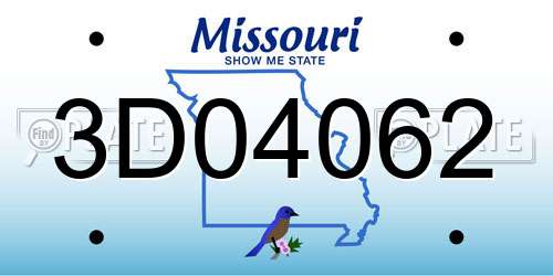 3D04062 Missouri License Plate