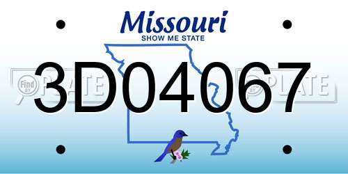 3D04067 Missouri License Plate