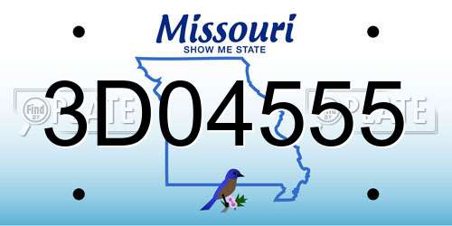 3D04555 Missouri License Plate