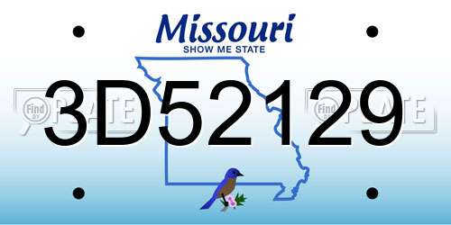 3D52129 Missouri License Plate