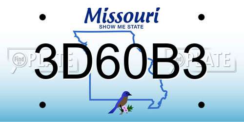 3D60B3 Missouri License Plate
