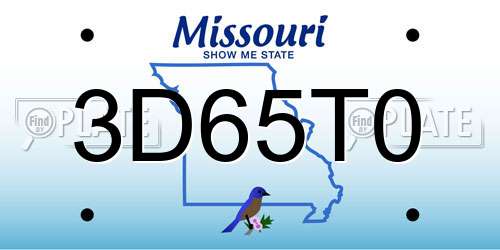 3D65T0 Missouri License Plate
