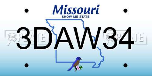 3DAW34 Missouri License Plate