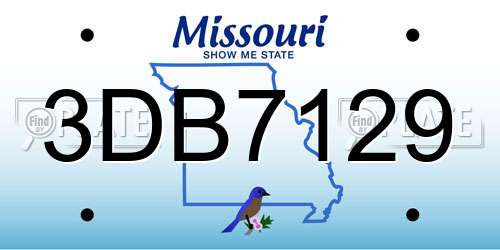 3DB7129 Missouri License Plate
