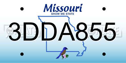 3DDA855 Missouri License Plate
