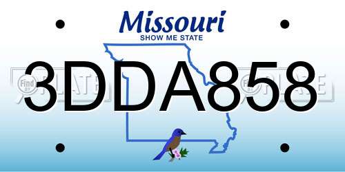3DDA858 Missouri License Plate