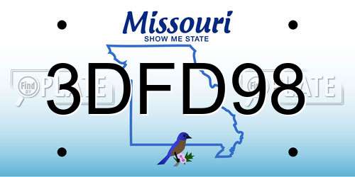 3DFD98 Missouri License Plate