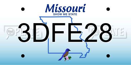 3DFE28 Missouri License Plate