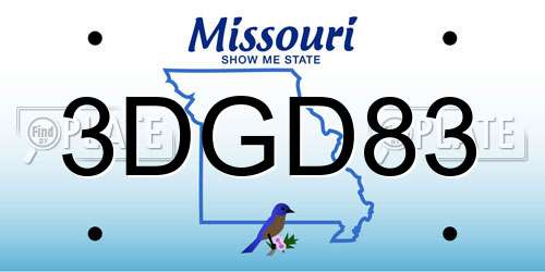 3DGD83 Missouri License Plate