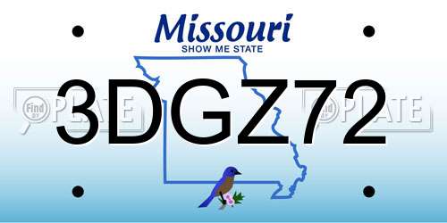3DGZ72 Missouri License Plate